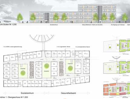 Grundriss 1. OG / Ansicht Süden